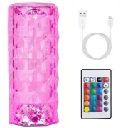 Crystal Diamond Rose Table Lamp Dimmable Remote Touch Control Beside LED Night