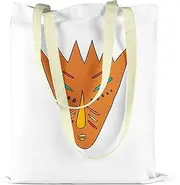 [Bonamaison] Printed Tote Bag, Reusable Grocery Bag, Shopping Bag, Machine Washable, Eco Friendly, Foldable, Canvas Cloth Bag with Handles, 34x40 Cm - Designed and Manufactured in Turkey