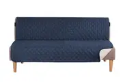 Sofa Slipcover Water Resistant Sofa Cover Reversible Quilted Armless Furniture Protector with Elastic Straps-Navy