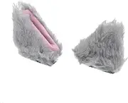 X AUTOHAUX 1 Pair Universal Bicycle Motorcycle Self Adhesive Plush Cat Ears Shape for Helmet Decor Accessory Light Gray Pink