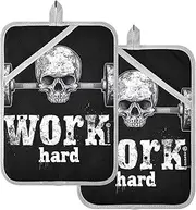 Skull Gym Work Hard 2 PCS Pots Holder Potholders Square Kitchen Hot Pads Sets
