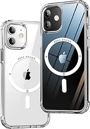 ONES Hard Hybrid Magnetic Case Compatible with iPhone 12 mini Case MagSafe, Military Grade Protection, Shockproof Airbag, Scratch-Resistant, Qi Wireless Charging, Anti-Yellow Silicone Cover, Clear