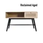 DRAPER MINDI BROWN WOOD/RATTAN CONSOLE TABLE HALL TABLE 1 DRAWER RECLAIMED AGED