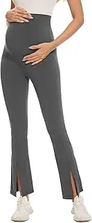 Liu & Qu Maternity Flare Leggings Over The Belly Split Front Bootcut Pregnancy Yoga Pants Soft
