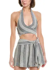 Lisa Marie Fernandez Farrah Halter Linen-Blend Tie Top