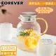 【日本FOREVER】耐熱玻璃錘紋款不鏽鋼把手水壺1500ML(玻璃 把手 水壺)