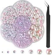 5800Pcs Half Pearls for Crafts - 7 Size Flatback Nail Charms 2/3/4/5/6/8/10mm, Gems and Accessories for Nail Art, Pearl Beads for DIY Craft