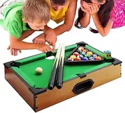 Billiards Table, Portable Pool Game, Compact Tabletop Set, Includes Accessories, Fun for Family, School, Travel, Outdoor Play, 34.5x23x7.3cm Multicolor