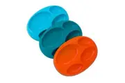 Boon Platter Edgeless Nonskid Divided Plate 3Pk - Blue/Kiwi/Tangerine