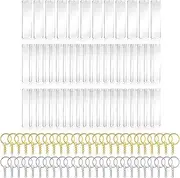 Bopfimer 150Pcs Acrylic Keychain Blank with Rings for Vinyl, Clear Key Chains Rectangle Acrylic Blanks for DIY Crafts and Project