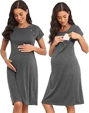 [Momctnino] Women's Maternity Nursing Nightdress Delivery Labor Hospital Nightgown Sleepwear for Breastfeeding