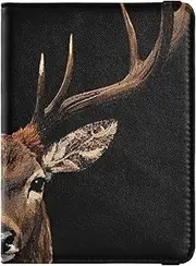 [Amooorous] Cool Reindeer Elk Leather decorative travel wallet womens passport holder Travel Documents Organizer Protector Wallet Passport Holder Ultra Slim, Cool Reindeer elk, 1 size