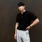 韓國緊身針織短袖T恤男 春夏圓領冰絲短袖體恤 高級感冰絲針織衫