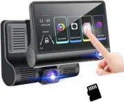 Dash Cam Front and Rear View Video Recorder 3 Cameras Lens 4.0 Inch Touch Screen