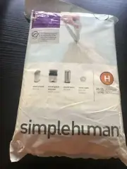 Simplehuman H Custom Fit 8 gal 30-35L Trash Bags Drawstring 20 pk CW0168 New