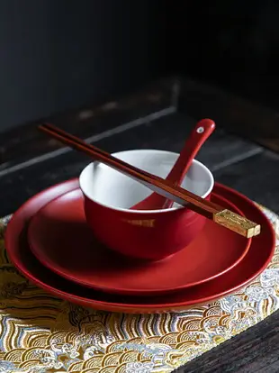 結婚喜慶糖果盤紅色圓長方形盤水果盤糕點盤陶瓷餐具婚慶用品大全