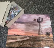 Western Plains Windmill wood jigsaw puzzle custom box