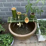 Bamboo Fountain Decor Bamboo Fountain Water Feature Garden Decoration Water Spout with Pump Waterfall Outdoorese Garden Feature Sculptures Statues(55Cm) (100cm)