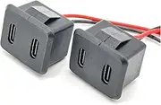 1/3PCS Double Layer USB Female Base Type-c Socket a Female USB lamp Charging Socket Power Socket with Cable 3A Connector(Type-C,2pcs)