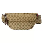 GUCCI $1890 Beige And Ebony GG Canvas Small Belt Bag New & Authentic