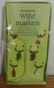 NEW Set of 6 Boston Warehouse Wine Glass Markers Charms