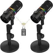 COMICA D10 Pro D Combo XLR USB Dynamic Microphone with Receiver Desktop Mic Stand for Gaming/TikTok/Podcast Recording,Support RGB Light Mute Button for PC,Smartphone,Computer,Mac,PS4/5(Black)