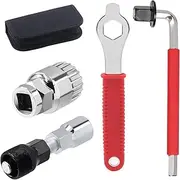 Glarks 4Pcs Bike Repair Tools Set, Professional Emergency Bicycle Repair Kit, Bicycle Crank Extractor, Bottom Bracket Remover with 16mm Spanner and Auxiliary Wrench for Mountain Bike, Road Bike