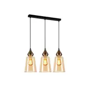 CLA LIGHTING Jerez 3 Ellipse Glass Pendant Lights - Linear Base - Bronze/Amber