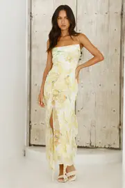 Poetic Charm Midi Dress Yellow