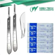 2 Scalpel Knife Handle #4 + 20 Sterile Surgical Blade #22