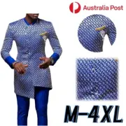 Men African Shirts Long Sleeve Traditional Ethnic Dashiki Kaftan Suit Clothing