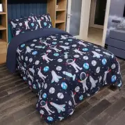 3 Piece Polyester Microfiber Kids Bedding Comforter Set Space Astronaut