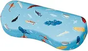 [パール] Pearl Eyeglass Case, Eyeglass Case, Hard Case, Synthetic Leather, Spring Type, For Kids, Boys, Girls, Fish, Marine Pattern, Sea Creatures, Blue, Mother's Day, Father's Day, Gift Present