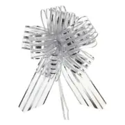 5pcs 6" Big Gift Wrapping Bows Organza Pull Bow Ribbon Chiffon Yarn Silver