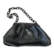 Badgley Mischka Ruched Convertible Clutch black Black chain strap Black NWT