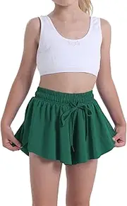 [Heyielda] Flowy Shorts for Teen Girls Athletic Gym Running Biker Shorts Preppy Youth Butterfly Shorts