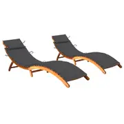 Solid Wood Acacia Garden Sun Lounger with Cushion Multi Colours vidaXL