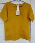 Francesca Bettini Women's Small Linen Ochre Tunic Top Made in Italy