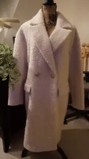 bcbg max azria cream lurex midi coat! Size Large! Gorgeous!
