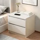 Bedside Table Bedroom Warm White Minimalist 2 Drawers Handle-Free Design 4 2D-47