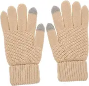 [GAROZATION] 1 Pair Women Winter Touchscreen Gloves Thickened Fleece Lined Warm Knit Gloves for Cold Weather Cute Fashionable Cycling Outdoor Activities for Daily Use