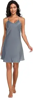 [RPLIFE] Blue Grey Gradient Lingerie Slip Dress, V Neck Sleeveless Night Shirts for Women, S-XXL