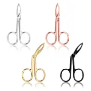 4-Piece Eyebrow Tweezers & Scissors Set- Flat & Slanted Stainless Steel Pluckers