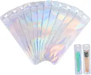 TOGEVAL 100pcs Self Sealing Long Packing Bags Holographic Reusable Bags for Small Item Storage for Pens Crafts and Organizing Supplies Puncture Resistant Design