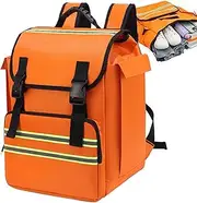 [Generisch] Orange School Backpack - Oxford Fabric Fire Backpack with Large Capacity and Multiple Pockets, Portable School Backpack, Multifunctional Outdoor Security Bags for Camping, Orange1, Siehe