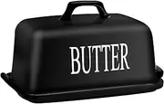 ADIVEE Porcelain Butter Dish, Black Butter Keeper for Countertop, Ceramic Butter Storage, Butter Container,AU, ( Color: Black )