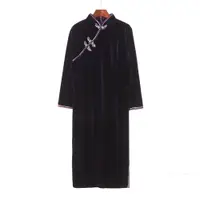 在飛比找ETMall東森購物網優惠-2M984品牌中式絲絨雙開叉旗袍