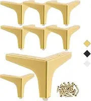 Metal Furniture Legs 4 Inch, 8 PCS Triangle Furniture Feet Modern Style Furniture Sofa Legs, Heavy Duty Replacement Gold Legs for Cabinet, Cupboard, Table, Sofa, Couch Chair