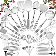 Fungun Stainless Steel Kitchen Utensil Set- 28 Pcs Cooking Nonstick Cookware Set with Spatula - Best Gadgets Tools Kitchen Accessories