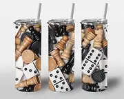 Board Gaming for Tumbler, Chess Dominoes Checkers Backgammon, Straight 20oz Skinny Tumbler Wrap Sublimation
